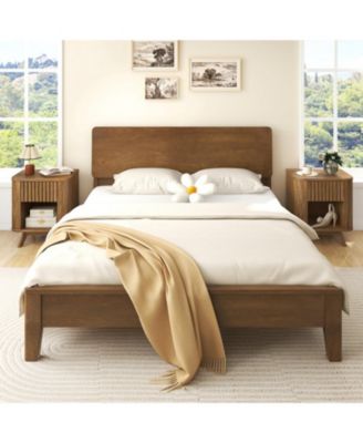 Mid-Century Wood Nightstand with Drawer and Open Shelf