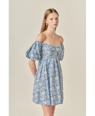 Women's Floral Off the Shoulder Mini Dress