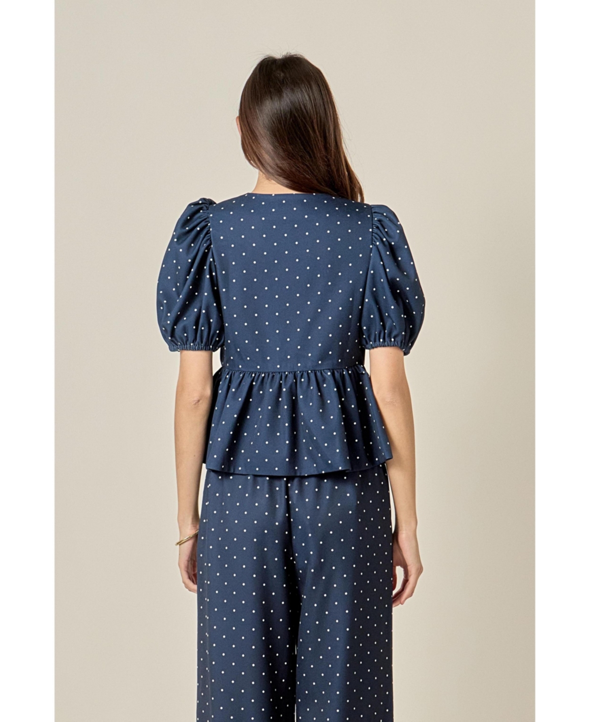 English Factory Women's Polka Dot Puff Sleeve Top
