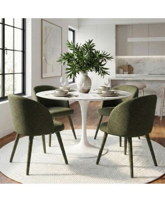  Set of 2 Fabric Upholstered Arm Dining Chairs with Metal Legs