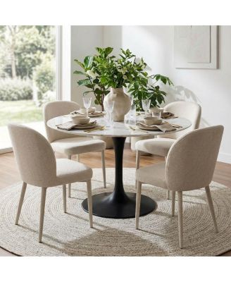  Set of 4 Modern Upholstered Dining Side Chairs with Metal Legs
