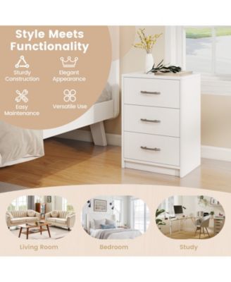 3 Drawer Nightstand with Storage for Living Room