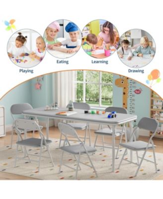 7 Piece Boys Girls Folding Table and Chairs Set, Activity Table and Chairs Set for Dining Room,Daycare,Classrooms