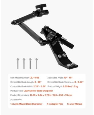 Lawn Mower Blade Sharpener, Adjustable 15degree(s)-45degree(s), with 4 Adapter Pins