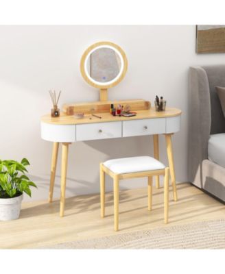 Makeup Vanity Table Set with LED Mirror and 3 Spacious Drawers