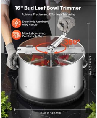 Manual Bud Leaf Trimmer, 16 in Reaper Bowl with Stainless Steel Blades for Plants