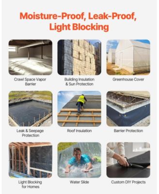 10 Mil Plastic Sheeting, 10' x 100', Heavy Duty for Vapor Barrier and Drop Cloth