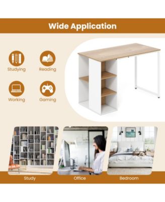 45 in Computer Desk with Five Storage Compartments and Metal Frame
