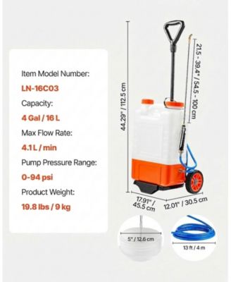 Battery Powered Backpack Sprayer, 4 Gallon Tank, 8 Nozzles, Adjustable Pressure