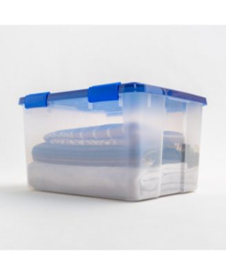 USA WEATHERPRO Airtight Plastic Storage Bins with Lids and Secure Latching Buckles, 46.6 Quart, Set of 4