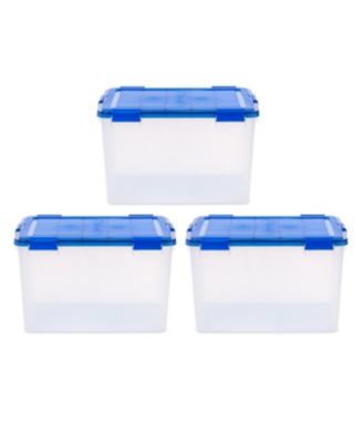 USA 3Pack 74qt WEATHERPRO Airtight Plastic Storage Bin with Lid and Seal and Secure Latching Buckles