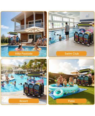 424 Gallon Pool Float Storage Bin for Toys Raft Noodles 52"x33"x67" 2 Tiers Rolling Cart
