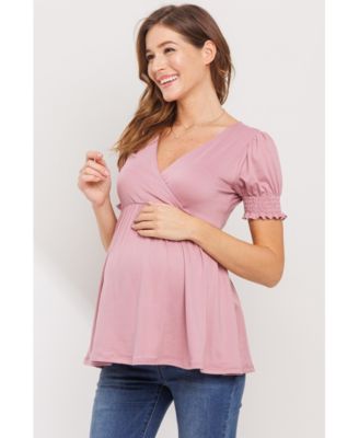 Maternity Wrap Nursing Top with Empire Waist