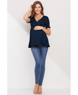 Maternity Wrap Nursing Top with Empire Waist