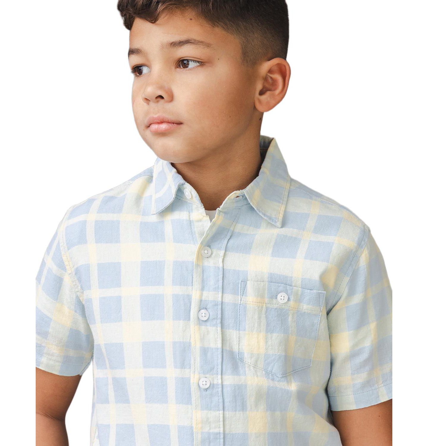 Рубашка Hope & Henry Linen Short Sleeve Shirt для мальчиков-малышей, цвет: Клетчатый — фото 6