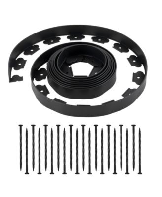 Landscape Edging, 20 ft x 2 in, Flexible Garden Border with 120 Spikes, UV-Resistant