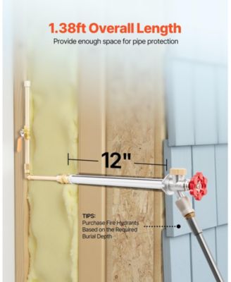 Anti-Siphon Frost-Proof Sillcock, 12" Outdoor Faucet Bib with Backflow Preventer