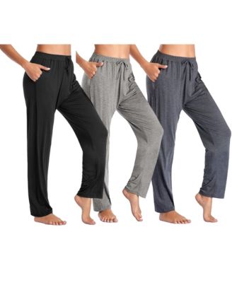 Women's Loose Fit Classic Lounge Pants-3 Pack