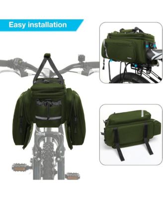 Insulated Bike Rack Bag with Rain Cover, Bicycle Trunk Cooler with Foldable Panniers for Commuting Travel Outdoor Cycling