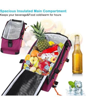 Bike Rack Bag with Removable Panniers Insulated Waterproof Bicycle Trunk Cooler Storage Rear Seat Cargo for Commuting Travel Camping