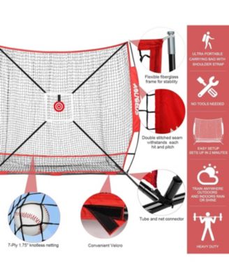 Baseball Softball Practice Net,Pitching Net,Batting Net,with Baseball Tee,Bonus Strike Zone,Target and Bow Frame,for Hitting,Pitching