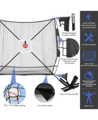 Baseball Softball Practice Net,Pitching Net,Batting Net,with Batting Tee,Dummy Batter,Bonus Strike Zone Target and Bow Frame