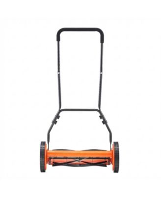 Push Reel Lawn Mower, 18 inches, 5 Blades, Manual Lawn Edger with Grass Catcher
