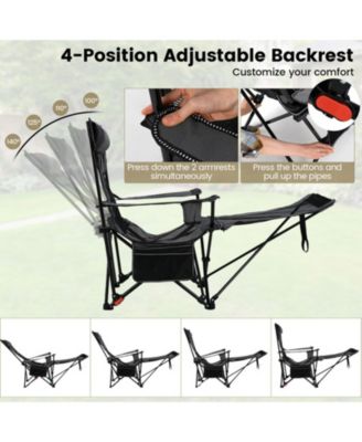 Reclining Camping Chair with Removable Footrest and 4-Position Backrest