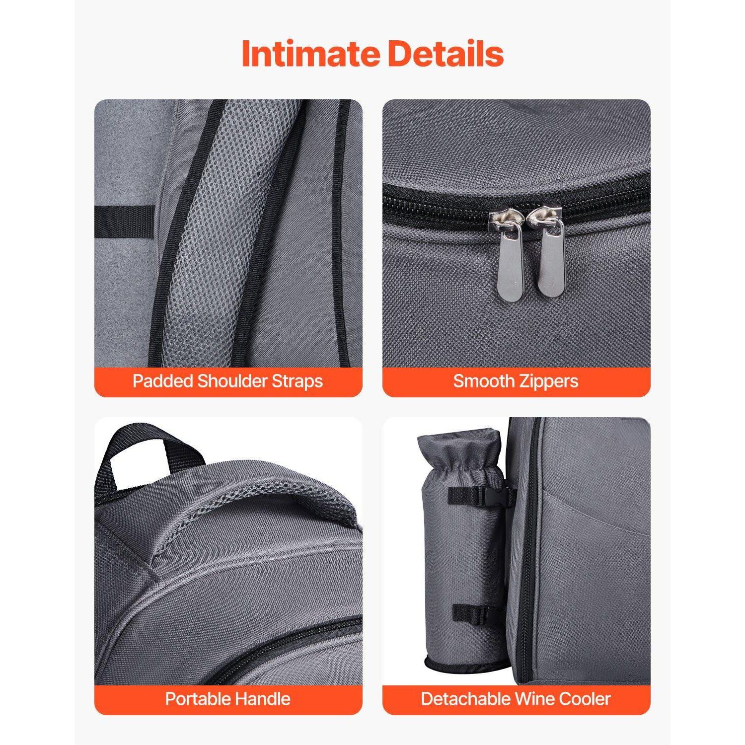 2-Person Picnic Backpack with Insulated Cooler, Blanket and Tableware Set