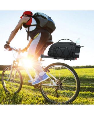 Bike Rack Trunk Bag, 10L Waterproof Bicycle Rear Seat Storage with Side Pockets, Rain Cover and Shoulder Strap for Commuting Travel Cycling