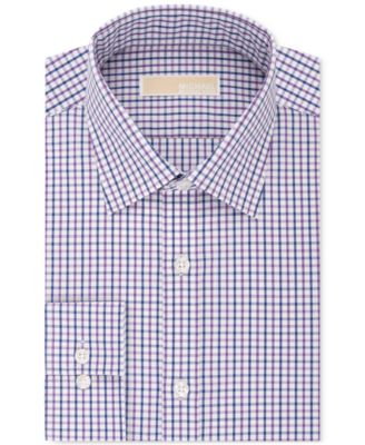 Michael Kors - Men's Classic-Fit Non-Iron Purple Check Dress Shirt