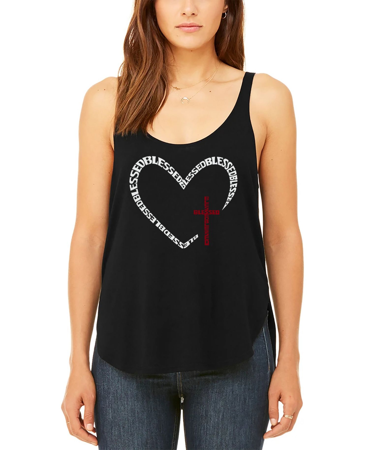 Women's Blessed Heart Premium Word Art Flowy Tank Top