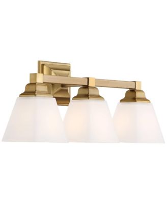 Mencino Modern Wall Light Warm Brass Hardwire 20" 3-Light Fixture Etched Opal Glass Shade for Bedroom Bathroom Vanity Living Room House