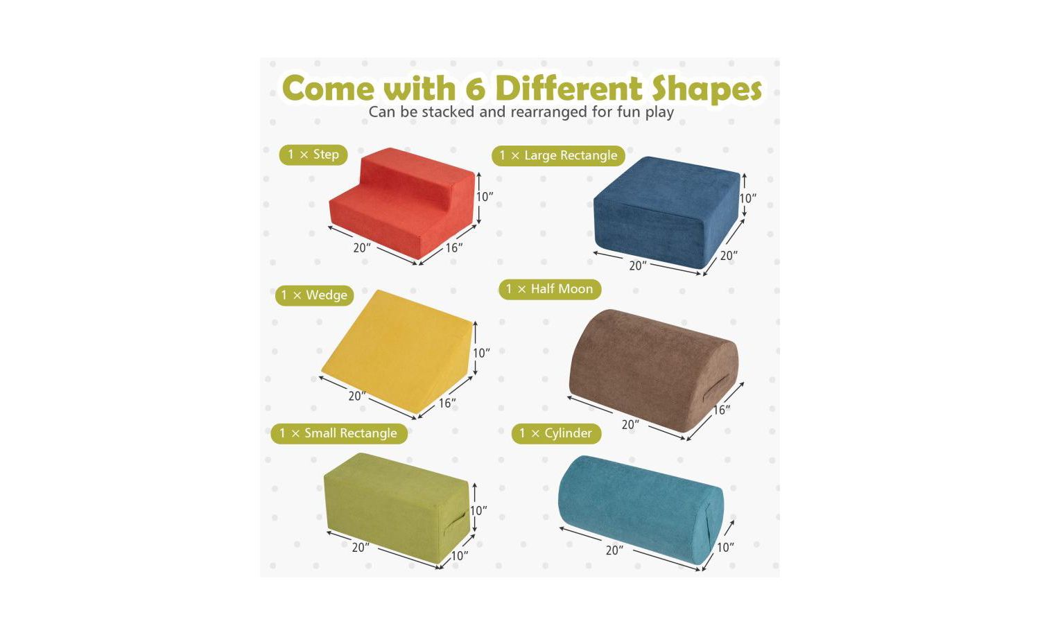 Foam Modular Climbing Blocks, 6-Piece Set