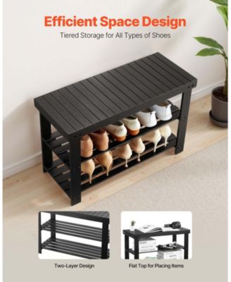 3-Tier Bamboo Shoe Rack Bench,286 lbs Capacity