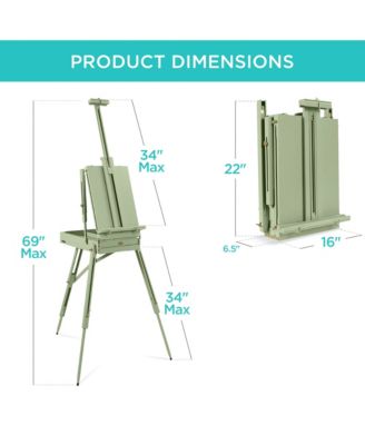 French Easel, 32pc Beginners Kit Portable Wooden Adjustable Tripod  w/ Paint Supplies