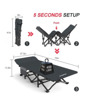 Camping Cot Folding Bed with Cushion Carry Bag 450Lbs Camping Outdoor Recreation Gear