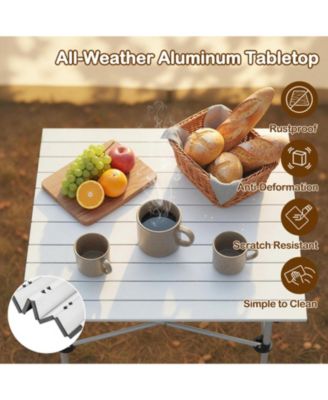 Folding Roll-Up Aluminum Camping Table with Carry Bag