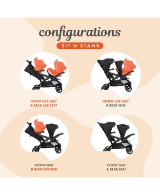 Sit N' Stand Double Stroller with EZ-Lift Car Seat (2 Pack), Stormy