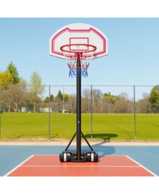 Kids Basketball Hoop, 5.2-6.9 ft Height Adjustable Stand with Rolling Wheels, Nylon Net, Portable Backboard Set