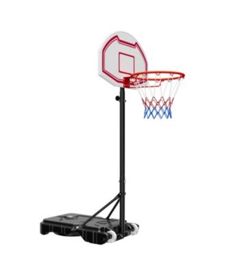 Kids Basketball Hoop, 5.2-6.9 ft Height Adjustable Stand with Rolling Wheels, Nylon Net, Portable Backboard Set