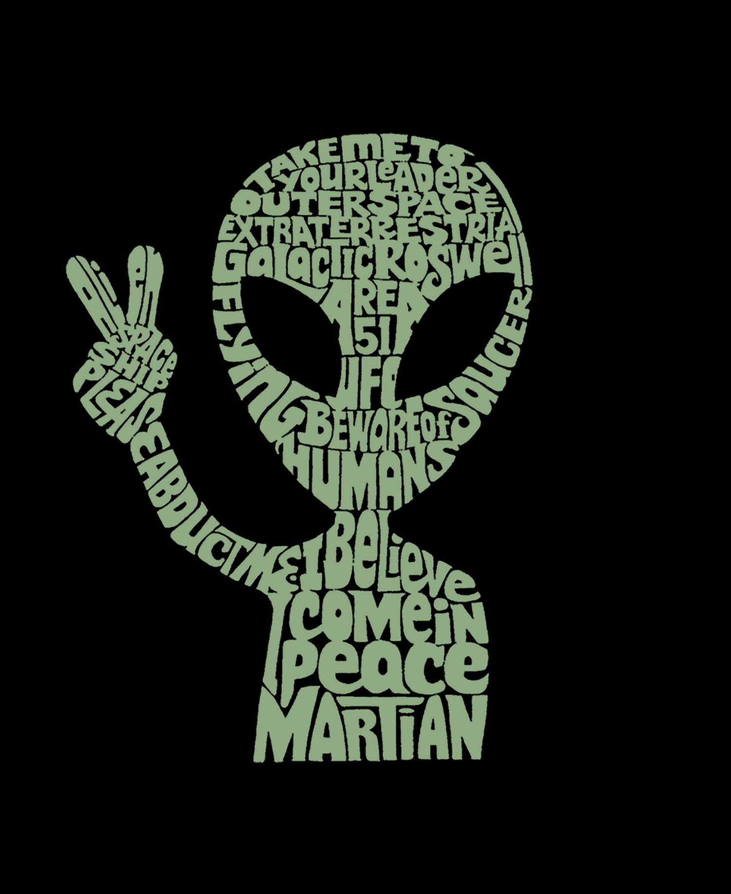 Women's Peace Alien Word Art Pullover Top
