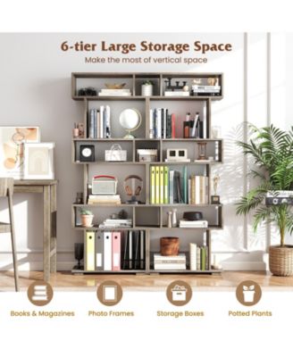 6-Tier Geometric Bookshelf with Anti-Tipping Kits