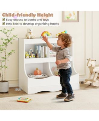 4-Cubby Kids Bookcase and Toy Organizer with Spacious Countertop
