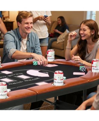 Foldable Poker Table for 8 Players with Cup Holders and Padded Rails