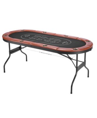 Foldable Poker Table for 8 Players with Cup Holders and Padded Rails
