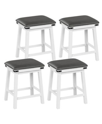 PU Leather Bar Stools Set of 4 24'' Counter Height Dining Stools w/ Upholstered Seat
