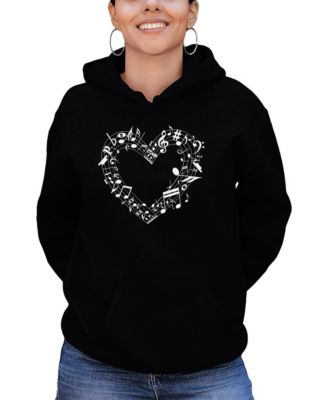 Women's Sheet Music Heart Word Art Hooded Sweatshirt