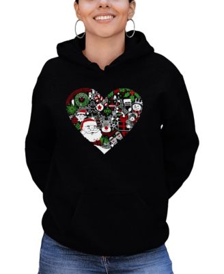 Women's Christmas Themed Heart Word Art Hooded Sweatshirt