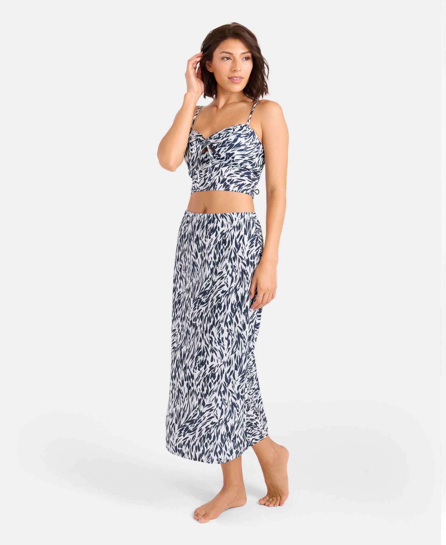 Women's Printed Sleeveless Swim Cover-Up Tunic Top